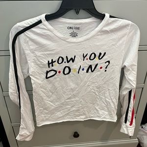 “How You Doing” White Tee Shirt; Size: L